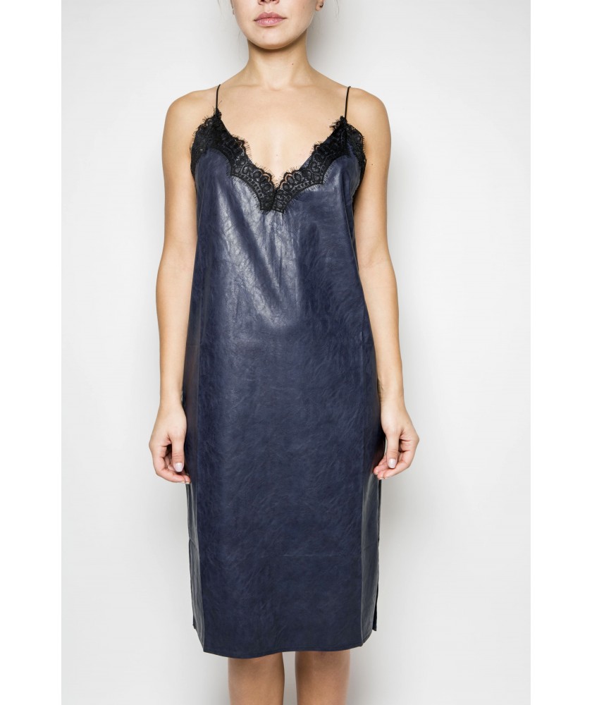 Blue leather lingerie dress