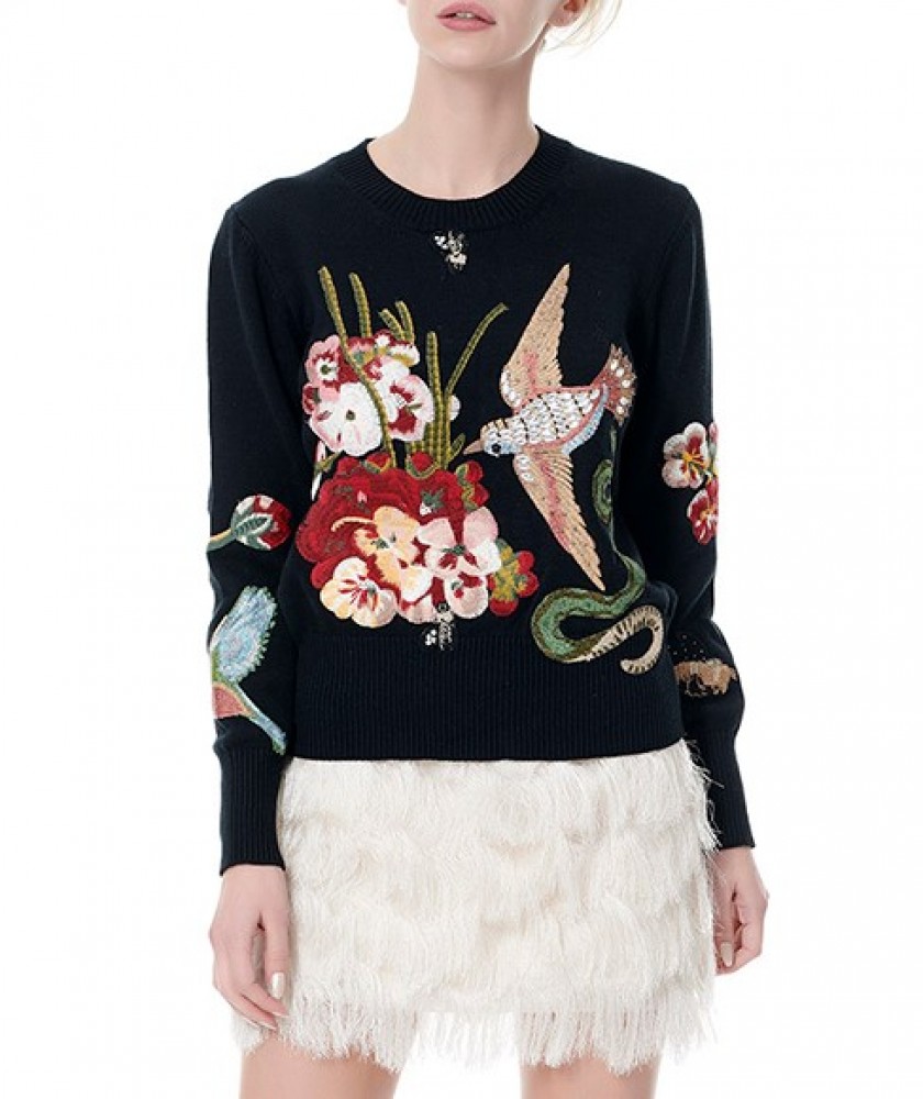 Flower Black Pullover